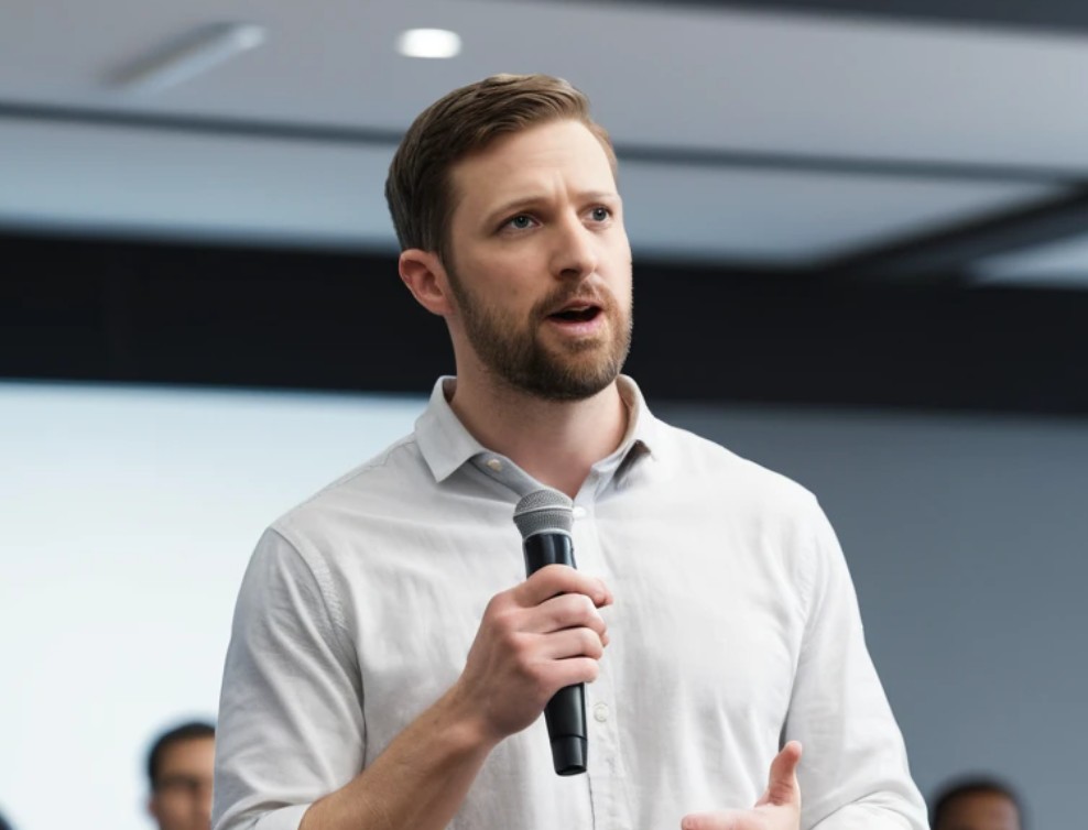 Jacob Moore, SEO expert speaking at a digital marketing conference